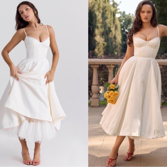 House of CB Dresses & Skirts - HOUSE OF CB 'Mademoiselle' White Tulle Midi
Dress NWOT